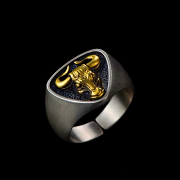 美式×復古×牛頭×開口戒指