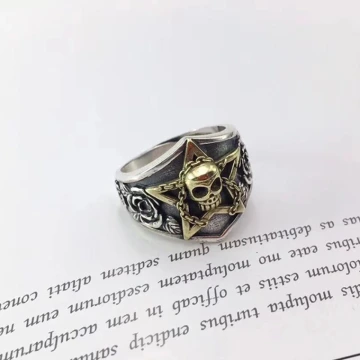 美式×復古×五角星骷髏×開口戒指