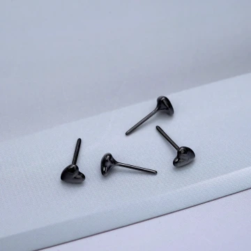 小愛心×陶瓷×養耳棒×二套件耳環組×黑色