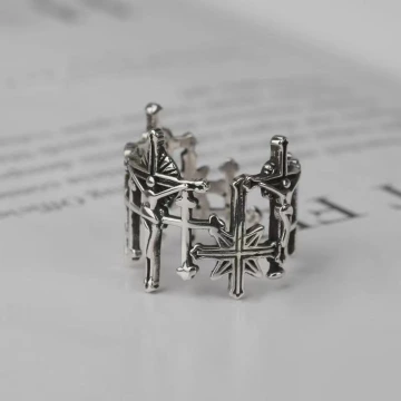 美式×復古×愛與救贖十字架×開口戒指×中性戒