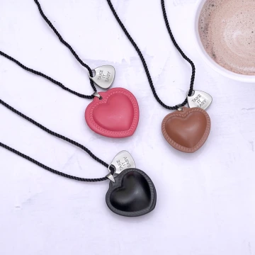 皮革愛心take it easy×蠟繩×可調節長項鍊×共三色