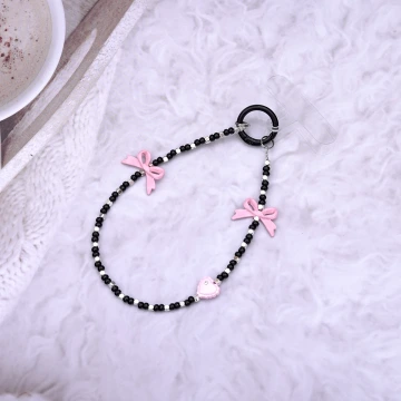 暗黑芭蕾蝴蝶結×手機腕帶掛繩×粉紅