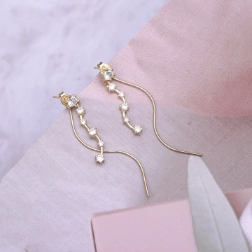 銀河星鑽波浪×後掛式吊墜耳環