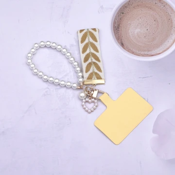 小清新愛心織帶×手機掌上掛繩×黃色