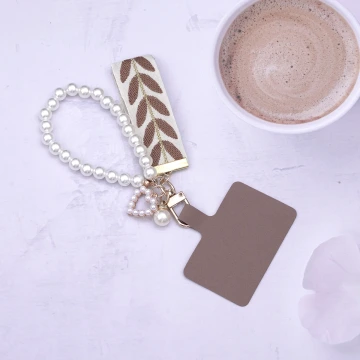 小清新愛心織帶×手機掌上掛繩×棕咖