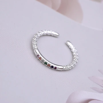 925銀飾×彩色小鑽×開口戒指