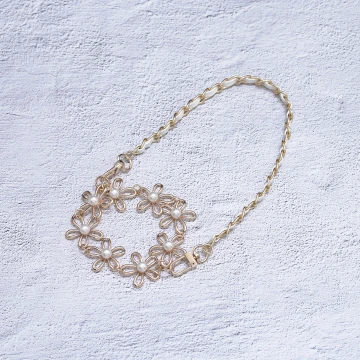 金色珍珠雛菊&times;飲料杯繩&times;白色提把