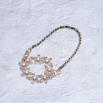 金色珍珠雛菊×飲料杯繩×黑色提把