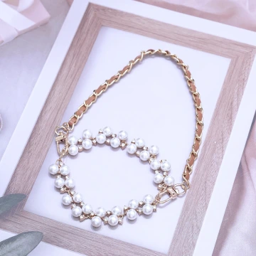 金色鑲鑽珍珠葡萄&times;飲料杯繩&times;棕咖提把