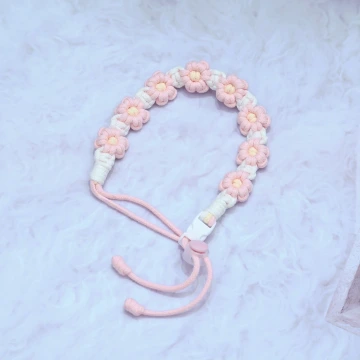 小雛菊編織×飲料杯繩×粉紅