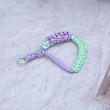 短版小花編織×水瓶飲料提繩×手機提繩×多功能×綠紫