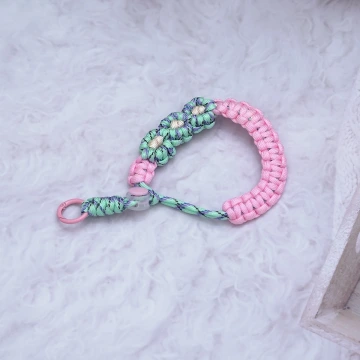 短版小花編織×水瓶飲料提繩×手機提繩×多功能×粉綠
