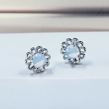 蛋白貓眼石小花×吊墜耳環