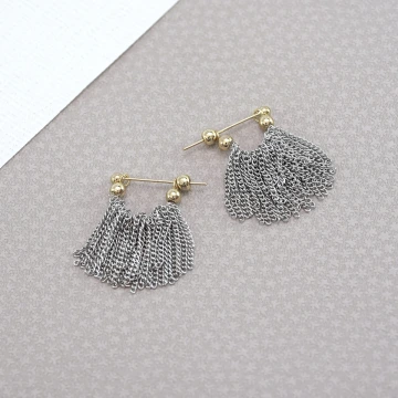 流蘇鍊條瀑布&times;後掛式吊墜耳環