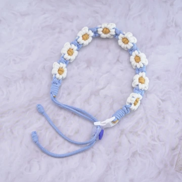 小雛菊編織×飲料杯繩×藍色