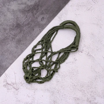 素色鏤空網編×飲料水瓶提袋×綠色