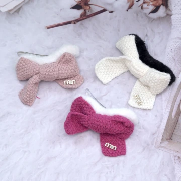 毛線蝴蝶結×鴨嘴夾×共三色
