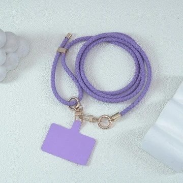 皮革編織&times;長度可調&times;手機斜背雙勾掛繩&times;紫色