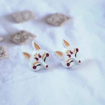 白色火狐狸×吊墜耳環