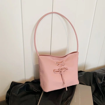 結繩甜美皮革包×肩背包×粉紅