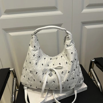 甜心蝴蝶結抓皺感&times;變形後背包&times;白色