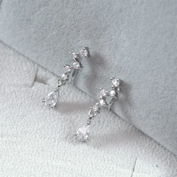 法式小水滴晶鑽×蚊香盤U型耳夾