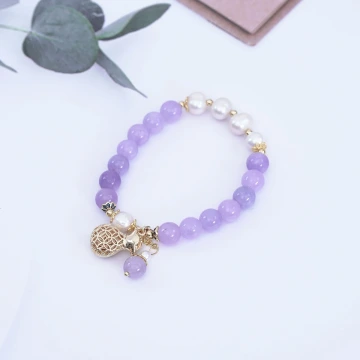 紫琉璃福袋流蘇×固定式串珠手鍊