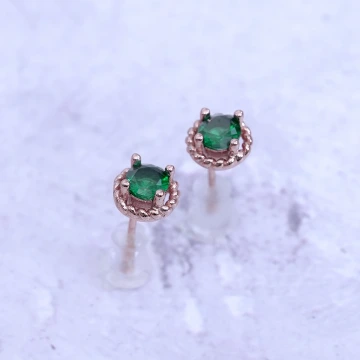 小綠晶玫瑰金×耳環