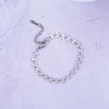 316鋼飾&times;四葉草壓花紋 &times;手鍊&times;銀色