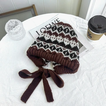 費爾島毛線格紋&times;毛帽&times;棕咖