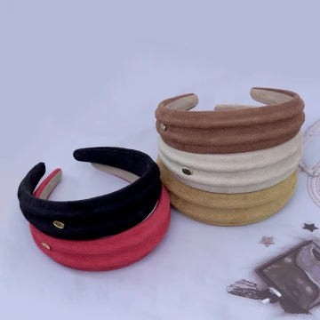 硬絨寬邊褶皺×髮箍×共五色