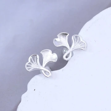 925耳針&times;銀杏葉&times;轉珠耳環