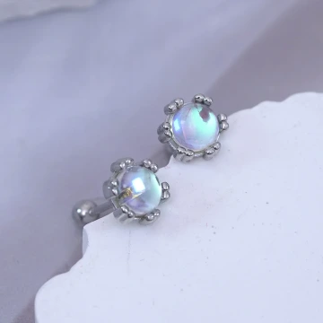 圓形月光&times;轉珠耳環