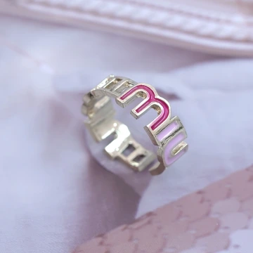 彩色字母×開口戒指