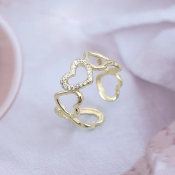 愛心排列鏤空晶鑽×開口戒指