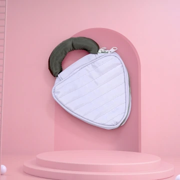 撞色倒三角手提×化妝收納包×灰色