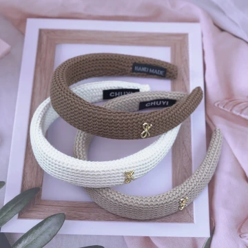 暖色羅紋蝴蝶結&times;髮箍