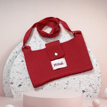 快樂多巴胺&times;單色針織&times;斜背包&times;紅色