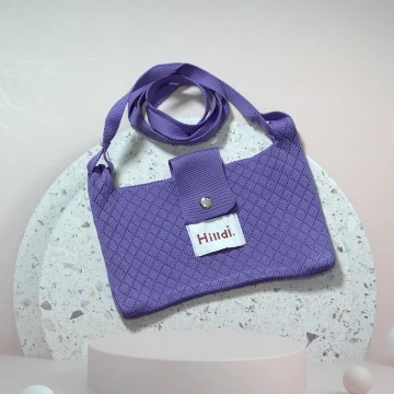 快樂多巴胺×單色針織×斜背包×紫色