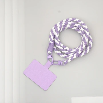 細繩雙色小麻花&times;手機斜背雙勾掛繩&times;紫+白