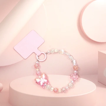 炫彩漸變蝴蝶&times;手機腕帶掛繩&times;粉紅