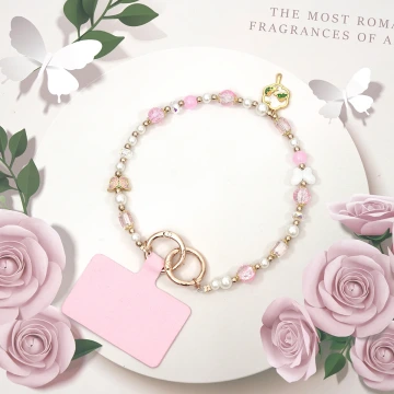 粉紅團扇蝴蝶&times;手機腕帶掛繩