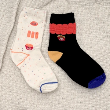 快樂薯條&times;中筒襪&times;二雙套件襪子組
