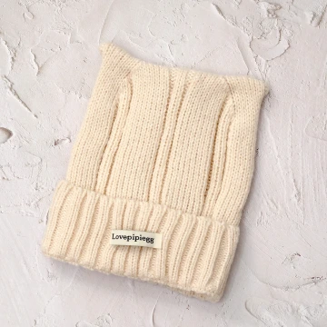 尖尖貓耳&times;毛帽&times;米白