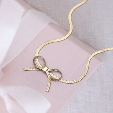 316鋼飾&times;扁平蛇骨蝴蝶結&times;項鍊&times;金色
