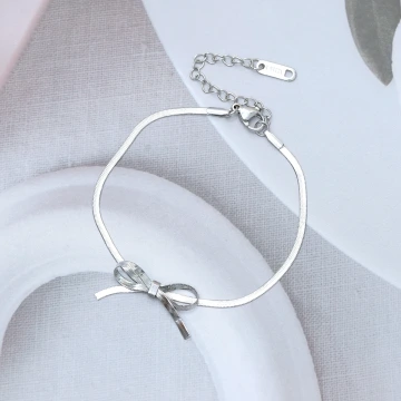 316鋼飾&times;扁平蛇骨蝴蝶結&times;手鍊&times;銀色