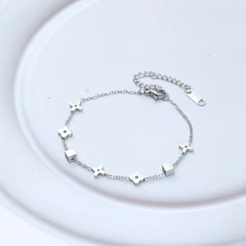 316鋼飾&times;老花方塊&times;手鍊&times;銀色