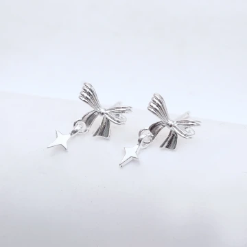 925銀針&times;蝴蝶結閃光芒&times;耳環