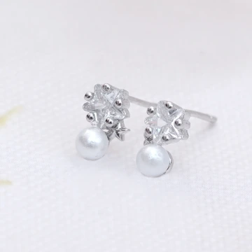 925銀針&times;星星珍珠&times;耳環
