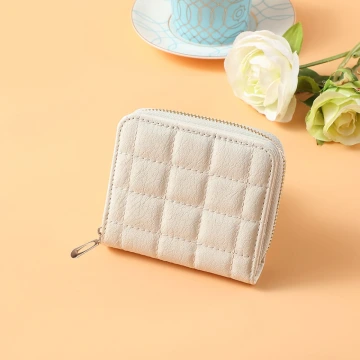 時尚格紋&times;對折短夾&times;拉鍊零錢包&times;白色